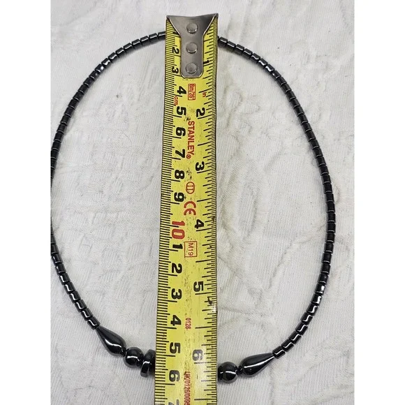 Vtg native Hematite Magnetic Necklace Beads Healing Energy Therapy Clasp Closure